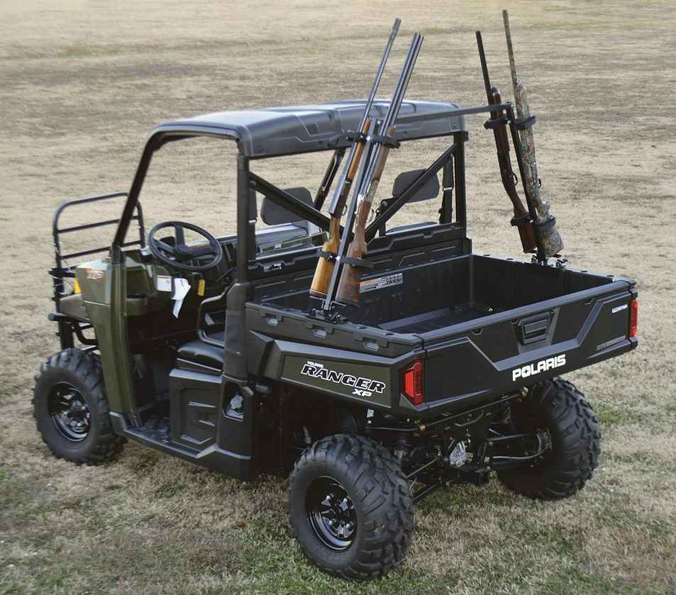 Great Day Quick-Draw Sporting Clays UTV Gun Rack - 4 Gun Model for UTVs with 36-60in Bed Width - Aluminum Frame - Black Powder-Coated Finish, QD804-SC
